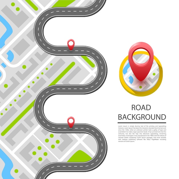 Vibrant Winding Road with Colorful Map Markers | Jiffy Designs