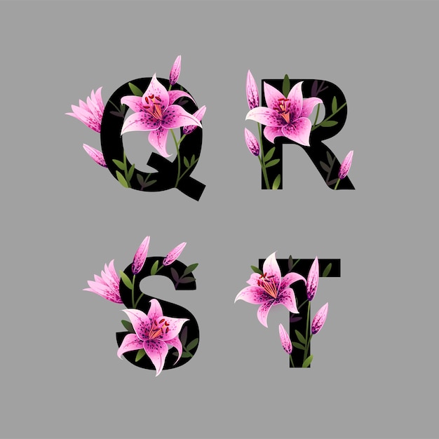 Elegant Pink Lily Blooms Forming Ornate Floral Monogram Letters | Jiffy ...