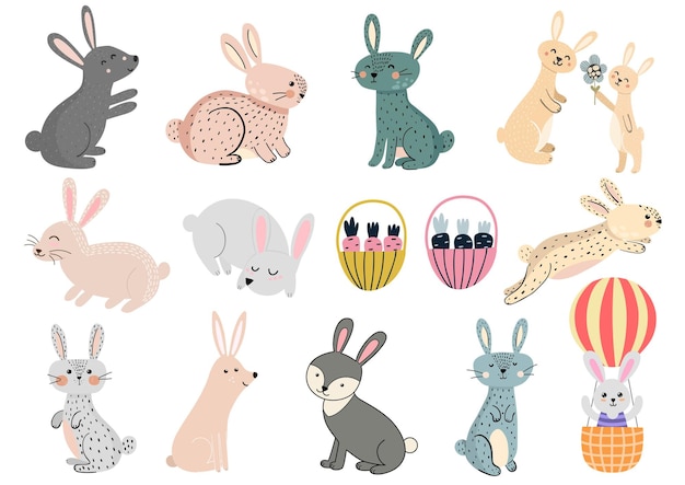 Charming Collection of Whimsical Rabbit Illustrations | Jiffy Designs