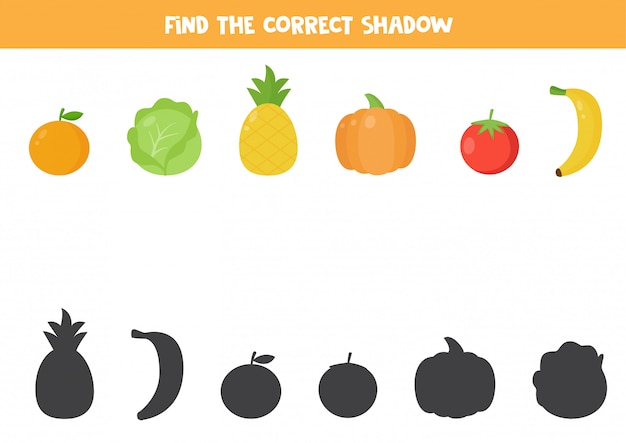 Vibrant Fruit and Vegetable Collection: Match the Shadows | Jiffy Designs