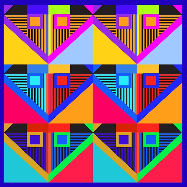 Vibrant Geometric Patterns in Contrasting Colors and Angular Shapes ...