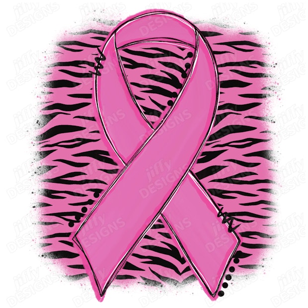Pink Ribbon on Vibrant Tiger Stripes Bold Awareness Symbol | Jiffy Designs