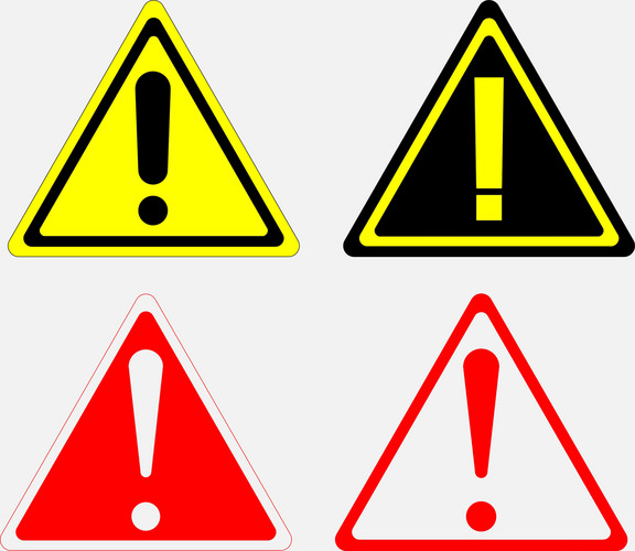Warning Signs Set, Red Yellow White Triangle, Editable Vector Image ...