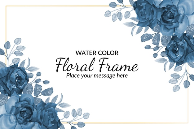 Elegant Blue Rose Watercolor Floral Frame Design | Jiffy Designs