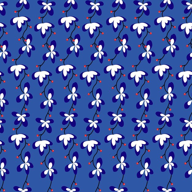 Elegant Floral Pattern on Deep Blue Background | Jiffy Designs