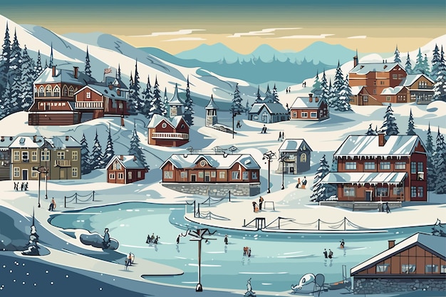 Cozy Winter Wonderland: Charming Alpine Village Nestled in Snowy Peaks ...
