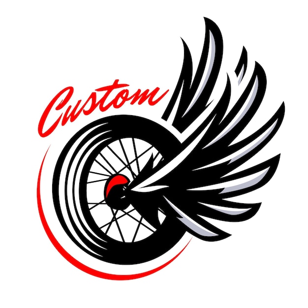 Sleek Custom Motorcycle Wheel with Stylized Wing Design | Jiffy Designs