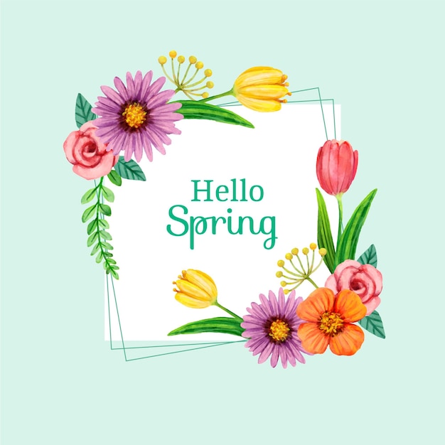 Vibrant Spring Floral Frame with Greeting Text | Jiffy Designs