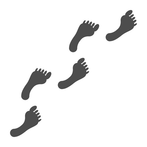 Trail Of Black Human Bare Footsteps Isolated On White Background Vector ...