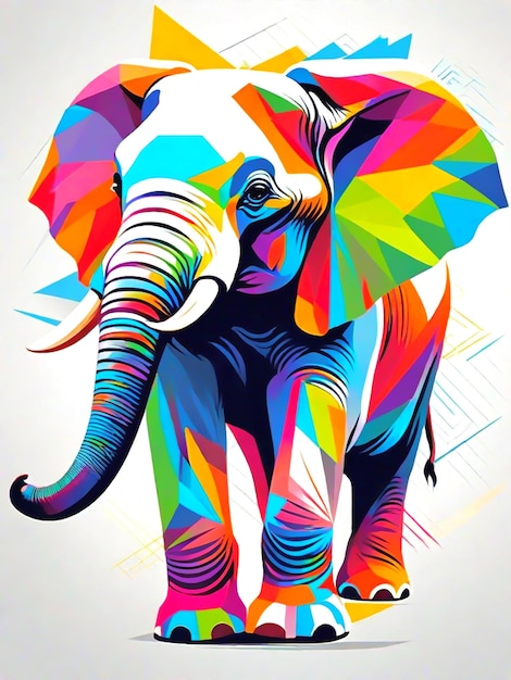 Vibrant Elephant Portrait in Colorful Abstract Art Style | Jiffy Designs