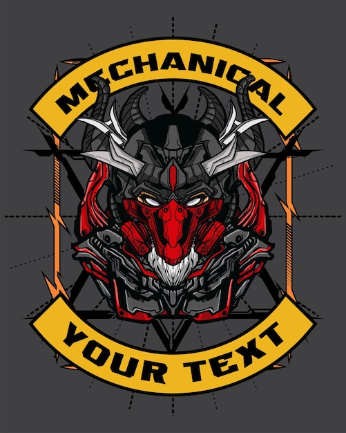 Fierce Mechanical Warrior Emblem with Customizable Text | Jiffy Designs