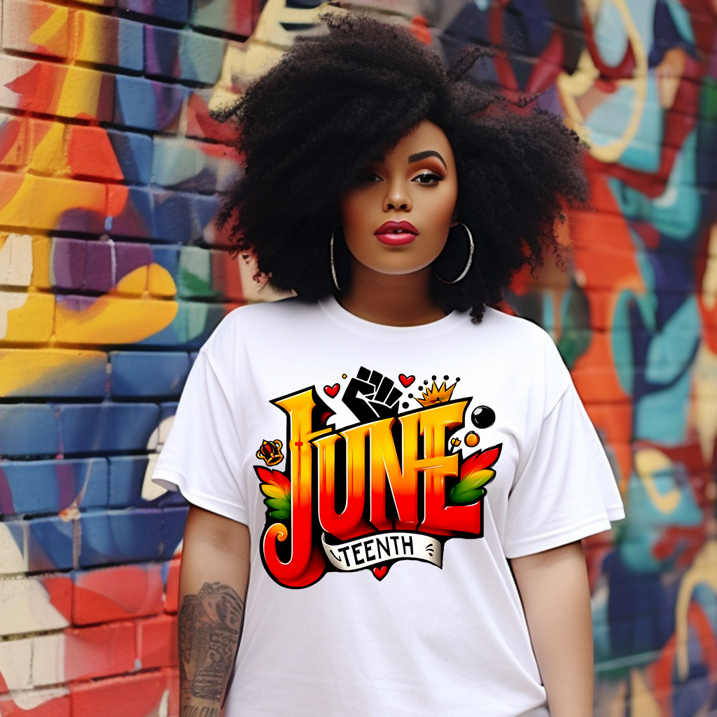 'Juneteenth' Vibrant Graffiti-Style Lettering with Symbolic Icons ...