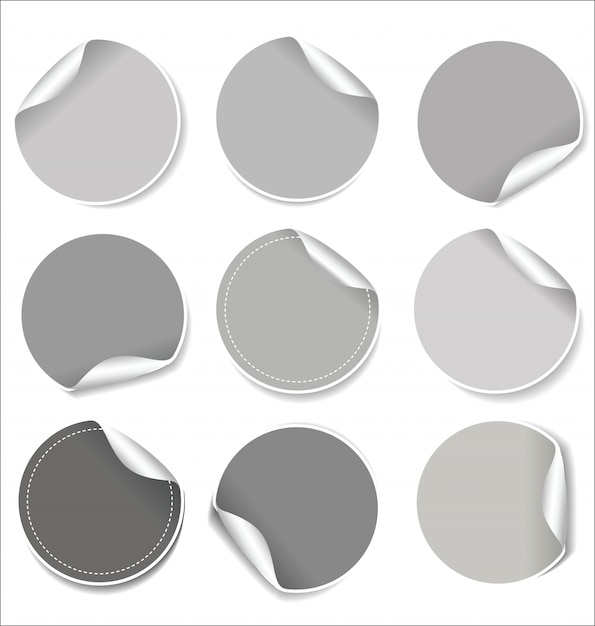 Assortment of Grayscale Sticker-Style Shapes with Curled Edges | Jiffy ...