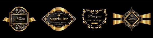 Elegant Golden Emblem Collection with Floral Accents | Jiffy Designs