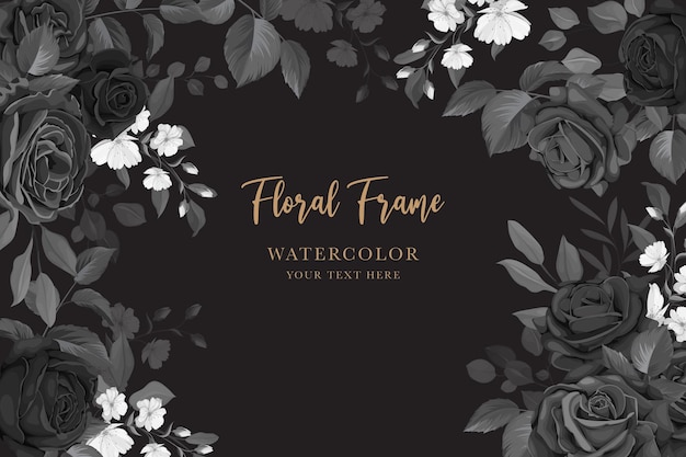 Elegant Black and White Floral Frame with Golden Text | Jiffy Designs