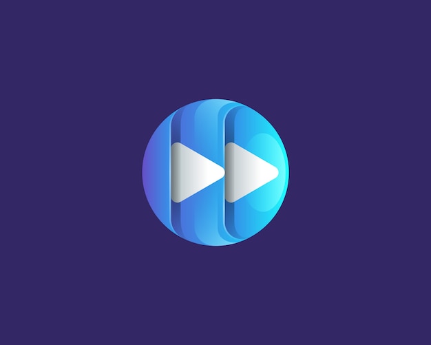 Elegant Play Button Icon with Gradient Blue Circles | Jiffy Designs
