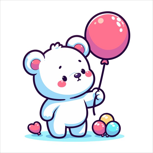 Cute Polar Bear Holding Balloon and Candies | Jiffy Designs