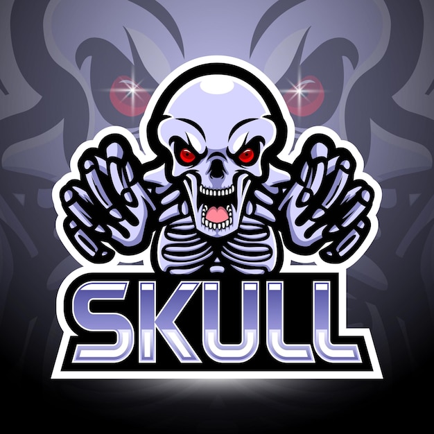 Menacing Skull Emblem with Glowing Eyes and Hands | Jiffy Designs