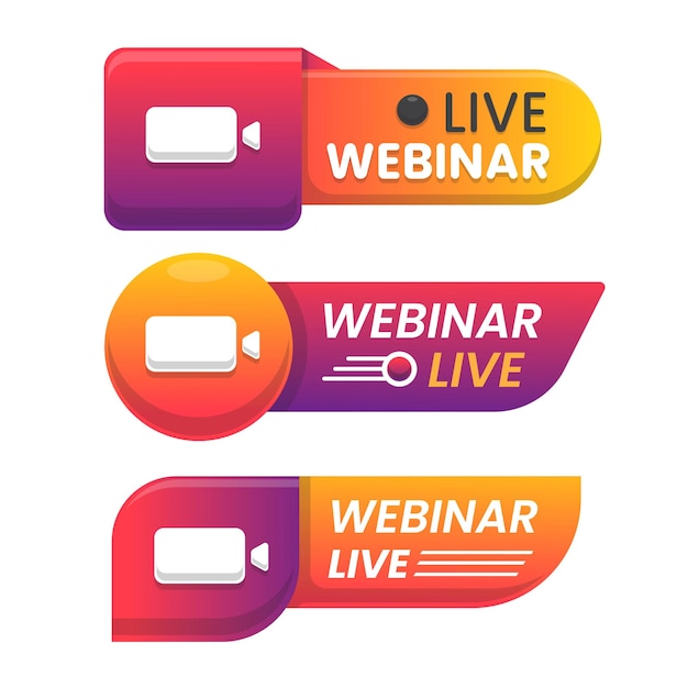 Vibrant Webinar Live Streaming Buttons with Camera Icons | Jiffy Designs