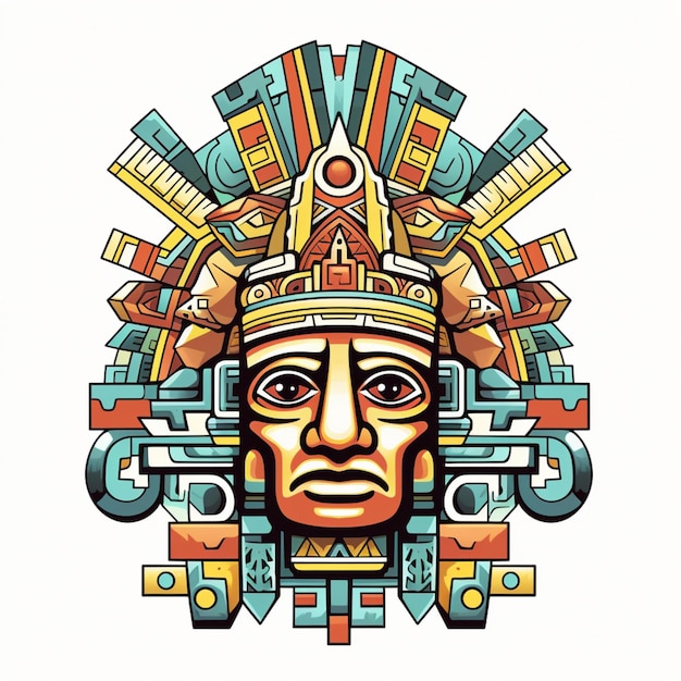 Vibrant Aztec Deity: Intricate Symbols and Geometric Patterns | Jiffy ...