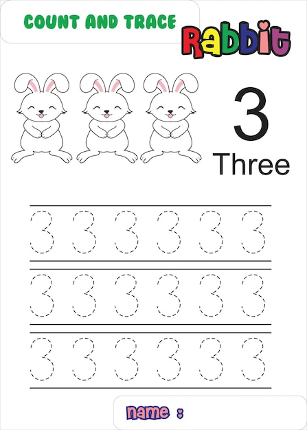 Adorable Rabbit Counting and Tracing Template | Jiffy Designs