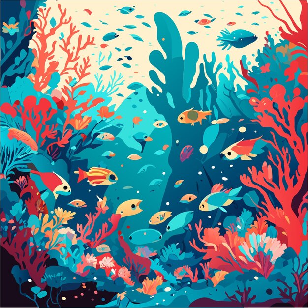 Vibrant Underwater Coral Reef Teeming with Diverse Marine Life | Jiffy ...