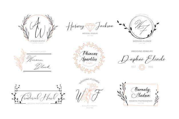 Elegant Floral Monogram Frames for Wedding Invitations and Logos ...