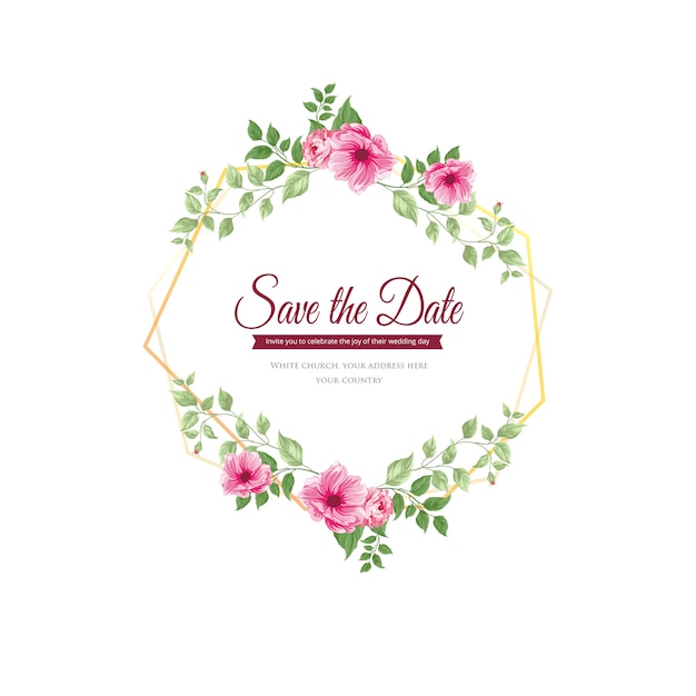 Elegant Floral Wreath with 'Save the Date' Text Overlay | Jiffy Designs