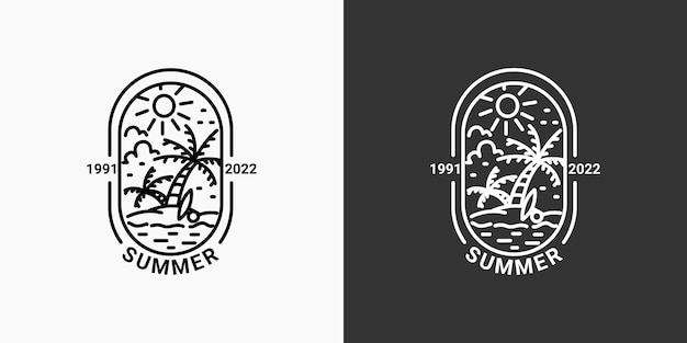 Retro Summer Emblem with Palm Trees and Sunset | Jiffy Designs