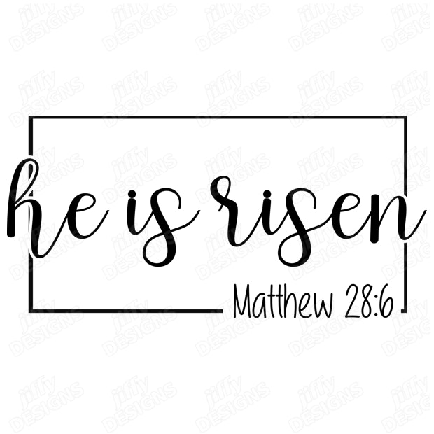'He Is Risen' Elegant Script Text with Biblical Reference in Minimalist ...