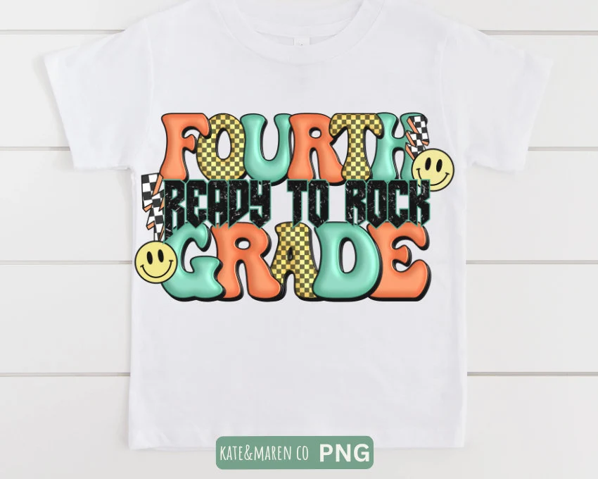 'Fourth Grade Ready to Rock' Retro-Inspired Psychedelic Lettering with ...