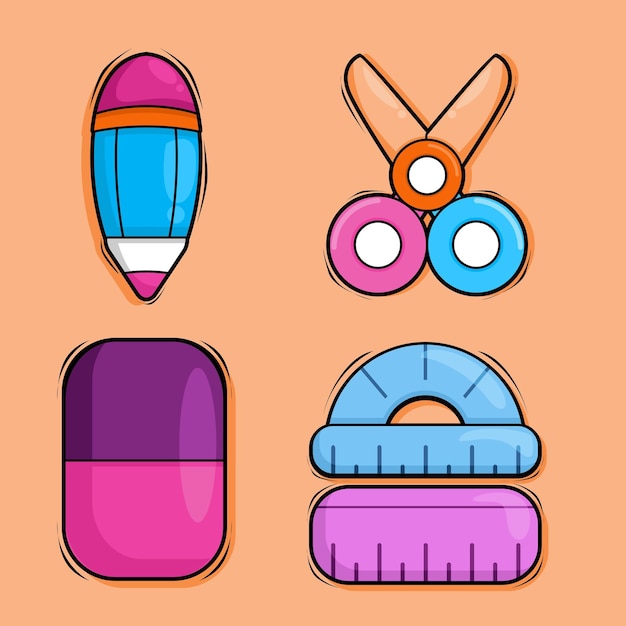 Vibrant School Supplies: Pencil, Scissors, Ruler, and Protractor ...