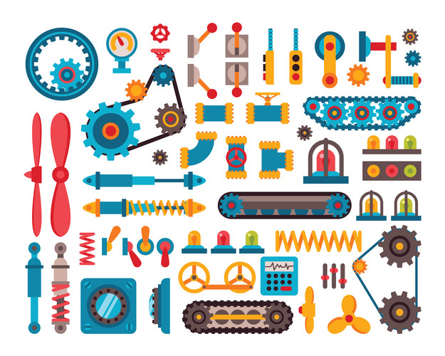 Machine Parts Different Mechanism Vector Manufacturing Work Detail ...