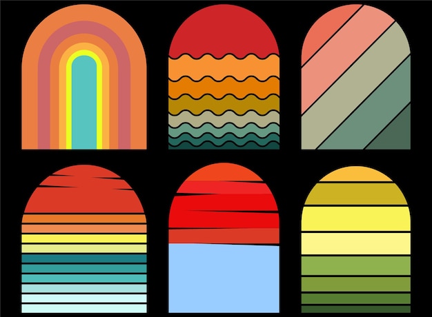 Vibrant Geometric Arches in Retro Color Palette | Jiffy Designs