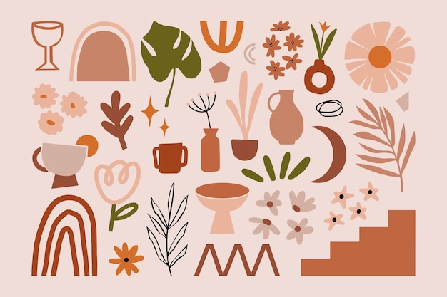 Vibrant Botanical Shapes and Textures in Earthy Tones | Jiffy Designs