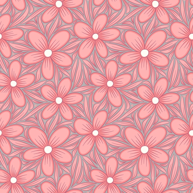 Seamless Pink Floral Pattern with White Polka Dots | Jiffy Designs