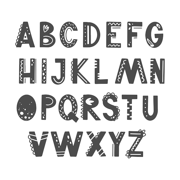 Whimsical Monochrome Alphabet with Playful Patterns and Textures ...