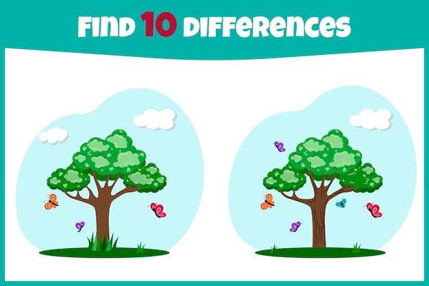 Spot the 10 Differences in the Whimsical Tree Scene | Jiffy Designs