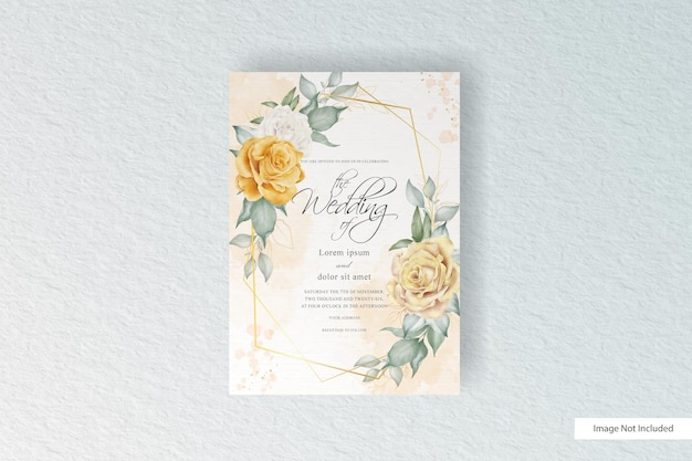 Elegant Floral Wedding Invitation with Gilded Frame | Jiffy Designs