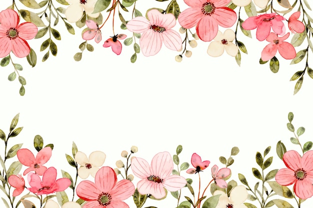 Delicate Pink Floral Frame with Blossoms and Foliage | Jiffy Designs