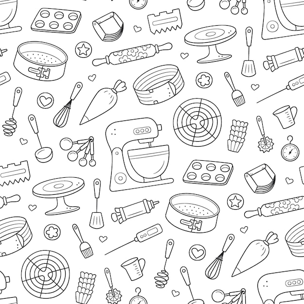 Delightful Culinary Essentials: A Whimsical Kitchen Pattern | Jiffy Designs