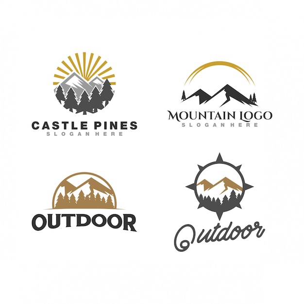 Majestic Mountain Landscapes with Radiant Sun Logos | Jiffy Designs