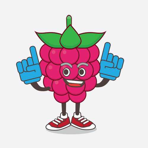 An Illustration Of Raspberry Fruit Cartoon Mascot Character Holding Two ...