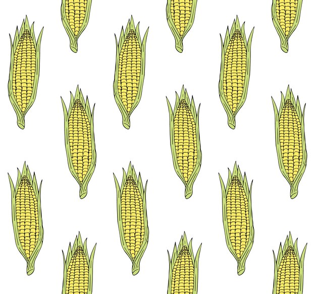 Vibrant Corn Cobs in Seamless Pattern | Jiffy Designs