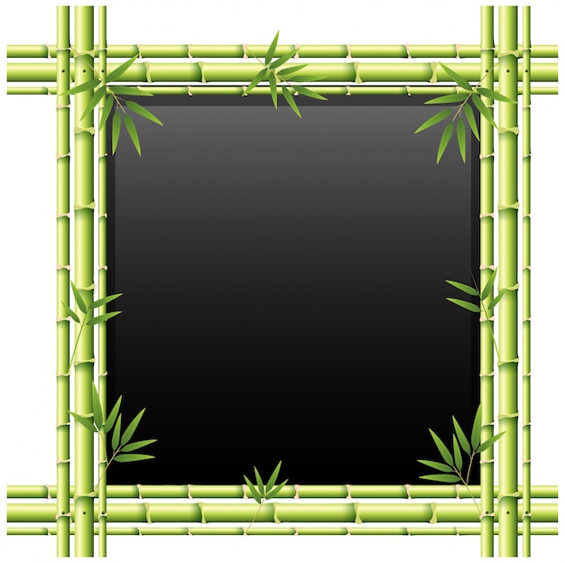 Bamboo Frame with Black Background and Green Leaves | Jiffy Designs