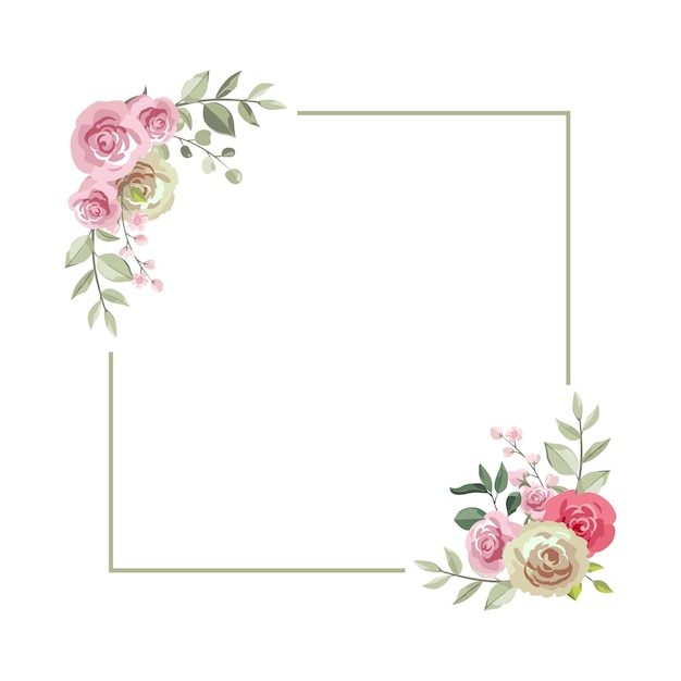 Elegant Floral Frame with Delicate Pink and White Roses | Jiffy Designs
