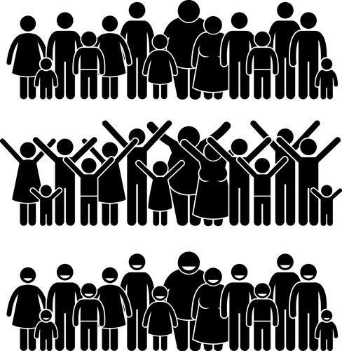 Group Of People Standing Community Stick Figure Pictogram Icons. A Set ...