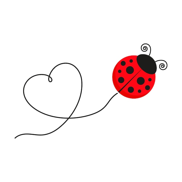 Ladybug Drawing with Heart-Shaped Trail | Jiffy Designs