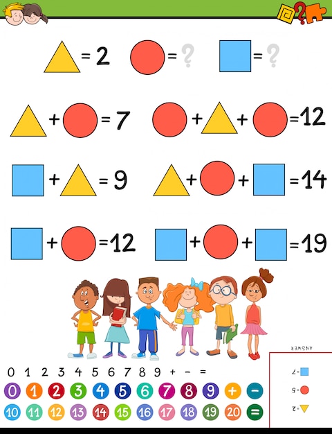 Engaging Math Puzzle with Vibrant Shapes and Numbers | Jiffy Designs
