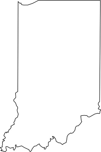 Indiana, State Of Usa - Solid Black Outline Map Of Country Area. Simple ...